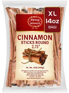 Spicy World Cinnamon Sticks 14 Oz Bag ~100 Sticks - 3+ Inches Length - Cassia Saigon Cinnamon from Vietnam