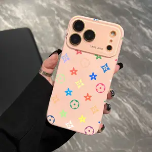 Colorful Floral Pattern Solid Color Phone Case with Ultra Skin friendly Touch, All Inclusive Lens Phone Case Suitable for Apple 17 16 15 14 13 12