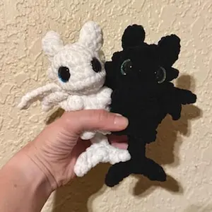 Crochet Baby Dragon Pattern Amigurumi Luna Black & White Yarn for Crafting Enthusiasts