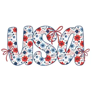 USA Floral Patriotic Decorated Direct To Film Print, DTF Print, Ready To Press Print For T Shirts