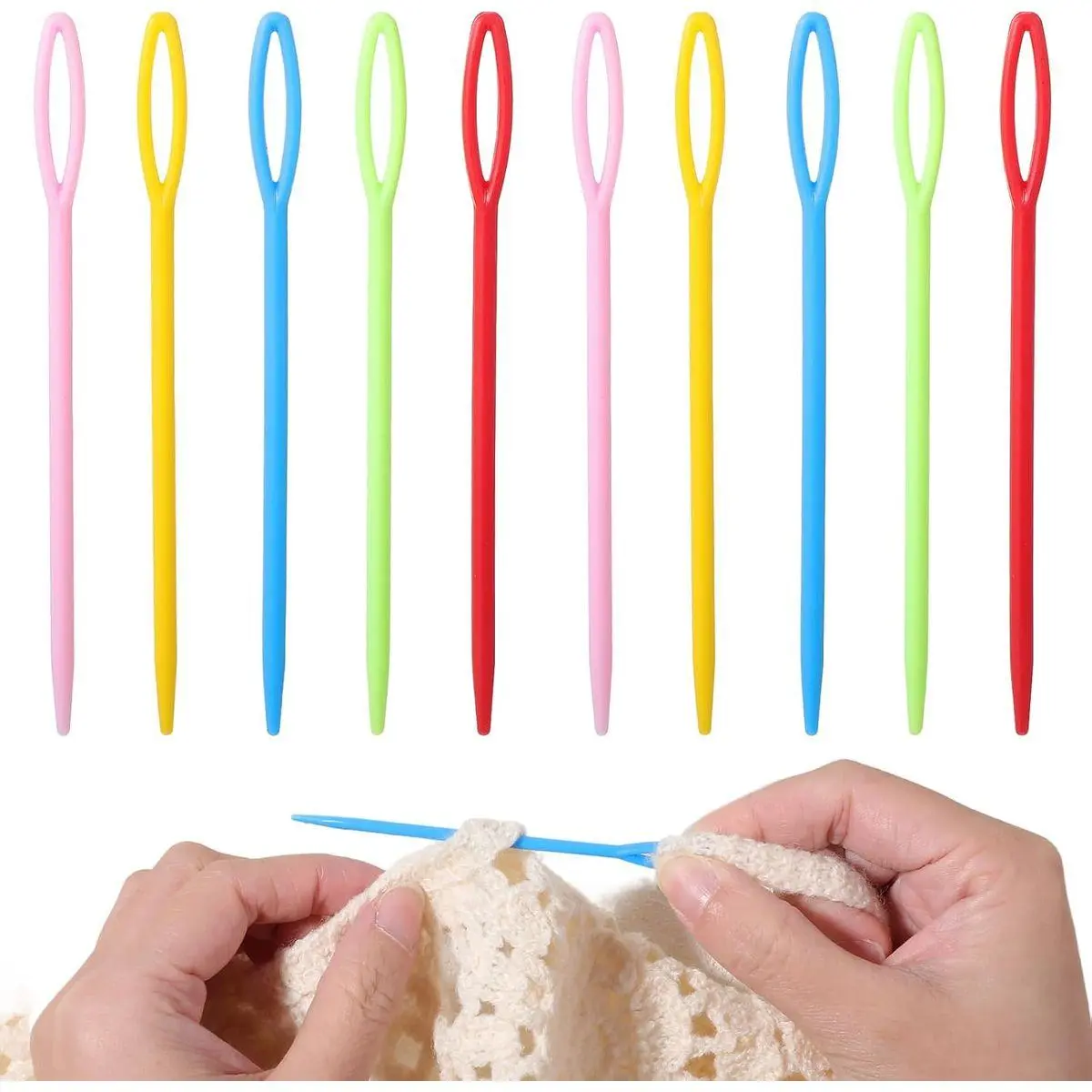 50 Pcs Yarn Needles - Assorted Colors 9cm(3-5/9 inch) Large Eye Plastic Needle - Blunt Tip Sewing Crochet Needle for Amigurimi, Weaving, Darning, and DIY Crafts