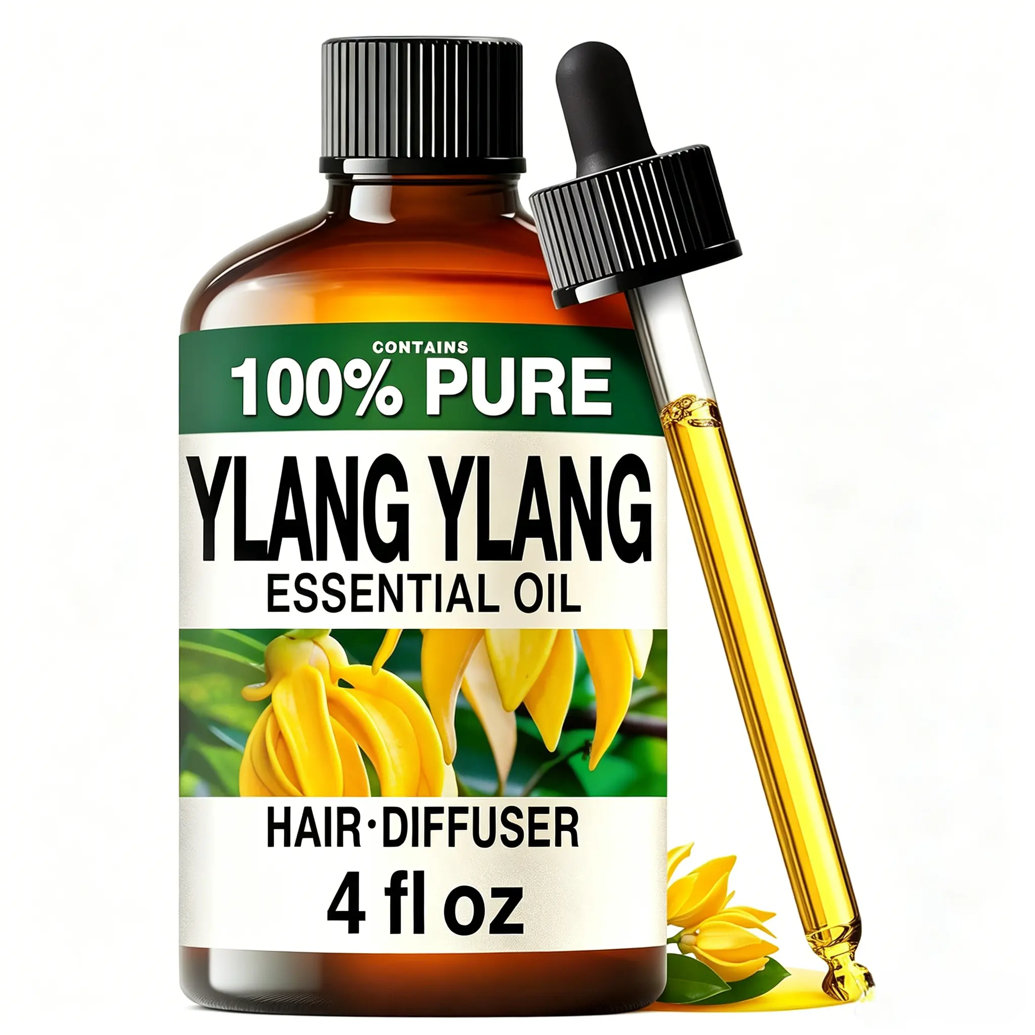 KUKKA Ylang Ylang Essential Oil - 4 Fl Oz Pure Ylang Ylang Oil for Hair, Skin, Diffuser, Aromatherapy & DIY Soap Making Scent