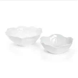 White Cabbage Patterned Serving Bowl