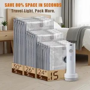 [Vacuum Storage Bags] 15pcs Vacuum Compression Bags with Electric Pump, (5 Small, 5 Medium, 5 Large)Vacuum Seal Storage Bags Space Saver Travel Size for Storage for Luggage, Vacuum Storage Bags for Clothes, Bedding, Pillows, Quilts, Blankets