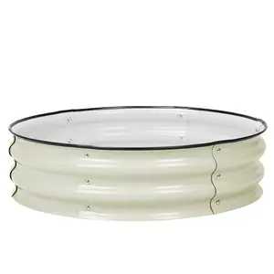 Aoodor 9'' Tall Aluzinc Metal Raised Garden Bed 30'' Round - Outdoor Garden Planter Box for Vegetable, Flower, Herb