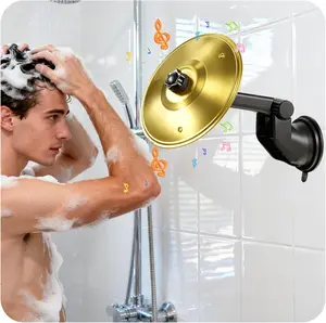 heetipuk H-01 Bathroom Rotating Cymbal with Strong Suction Cup, 360° Spinning Mini Car Cymbal Drum for Bathroom, Car Dashboard, Cajon, Djembe & Home Party, Music Lovers,Easy to Install Funny Gift-Golden