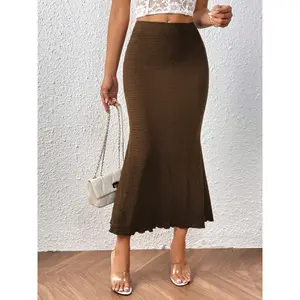 Elegant women’s fitted mermaid skirt, fashionable half-pleated midi skirt, fashionable women’s clothing for special occasions GARMENTARY