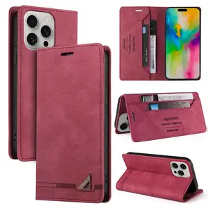 Retro Business Fashion Phone Case with Card Case, PU Leather Flip Phone Case, Mobile Phone Protective Cover for iPhone