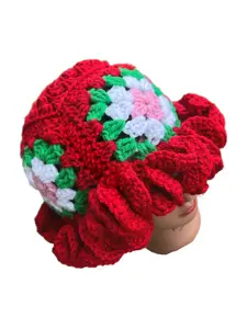 Strawberry Shortcake Ruffled Granny Square Crochet Hat