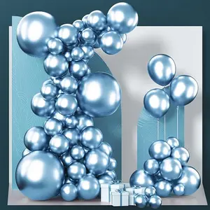 PartyWoo Metallic Light Blue Balloons 100 pcs Different Sizes of 18 12 10 5 Inch Metallic Baby Blue Latex Balloon Arch Kit Garland for Graduation Baby Shower Birthday Party Decorations Blue-G119