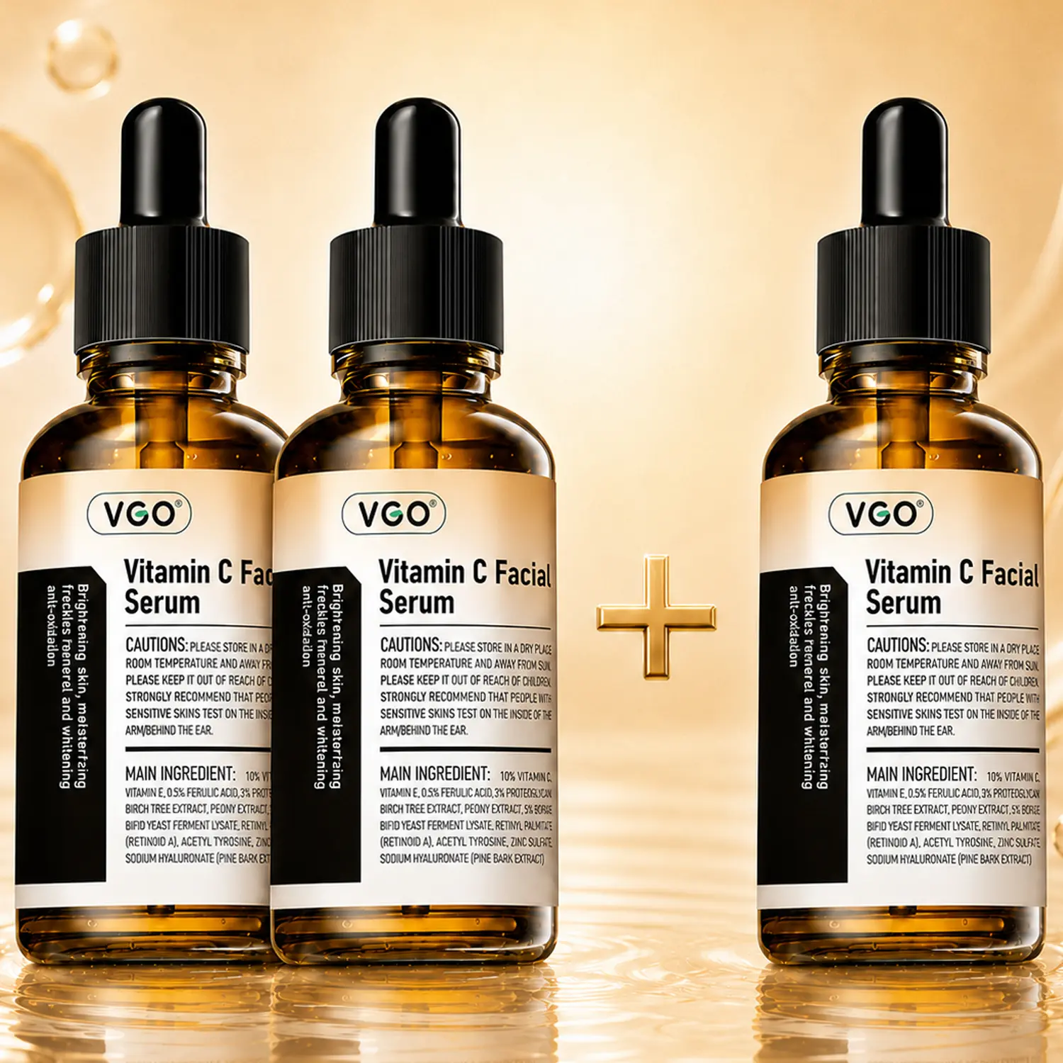 BOGO Buy 1 Get 1 Free VGO Vitamin C Face Serum, Hydrating Facial Serum with Hyaluronic Acid & Vitamin E, Radiance Care for Dull Skin, Even-Looking Tone & Moisturizing Skin Care