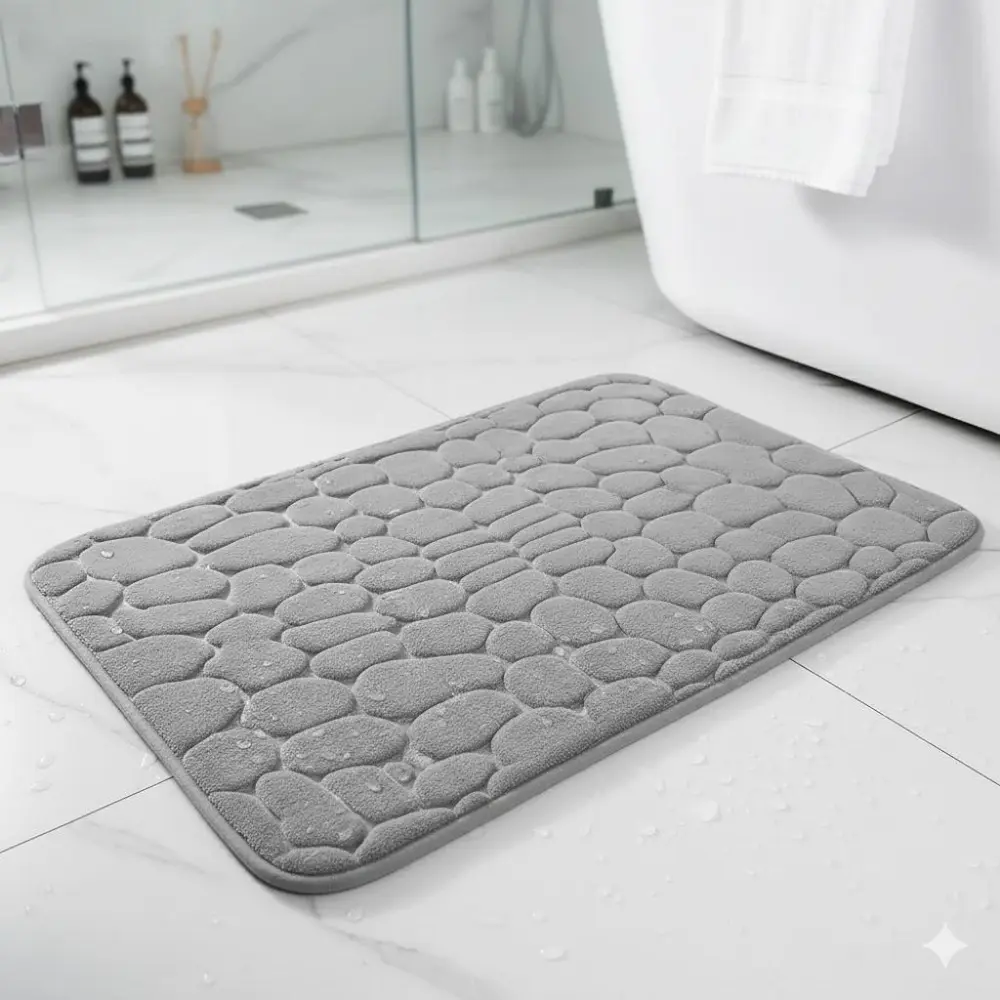 Anti-Slip Washable Fast-Dry Absorbent Massage Bath Mat, 40x60cm Shower Rug with Antimicrobial Drainage Design, Raised Dots for Foot Comfort, Ideal for Bathroom Entryway Multi-Scenario