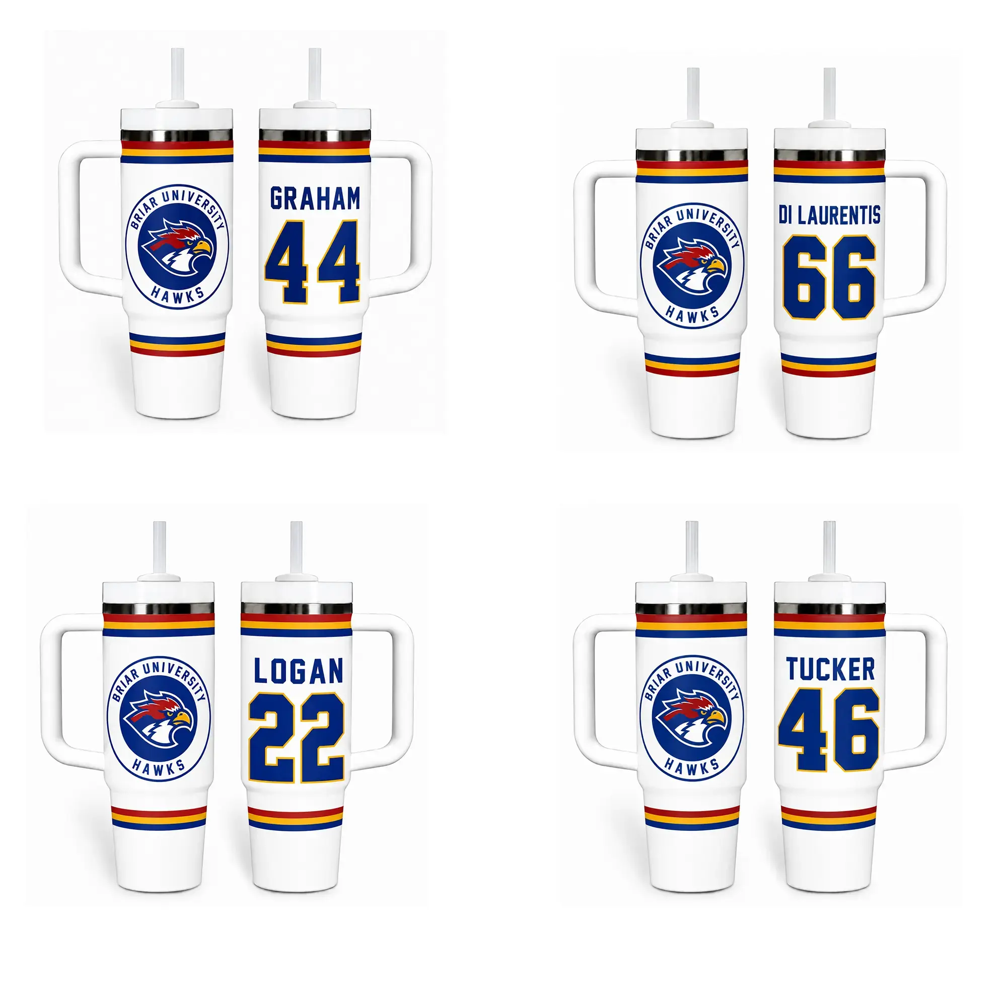 Off-Campus  Briar University Hawks 40oz Tumbler – Graham 44, Logan 22, Tucker 46 & Di Laurentis 66 BookTok Inspired Travel Tumbler Gift