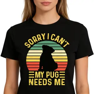 Pug Dad Tee - Organic Cotton Short Sleeve Round Neck T-shirt for Dog Lovers Universal Fit Machine Washable Perfect Father's Day Gift - Menswear