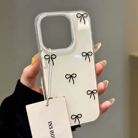 Bow Pattern Full Coverage Tpu Phone Case, Anti-Drop Design Compatible with Multiple iPhone Models, Perfect Gift for Friends & Family for iPhone 16 15 14 13 12 11 Pro Max Plus