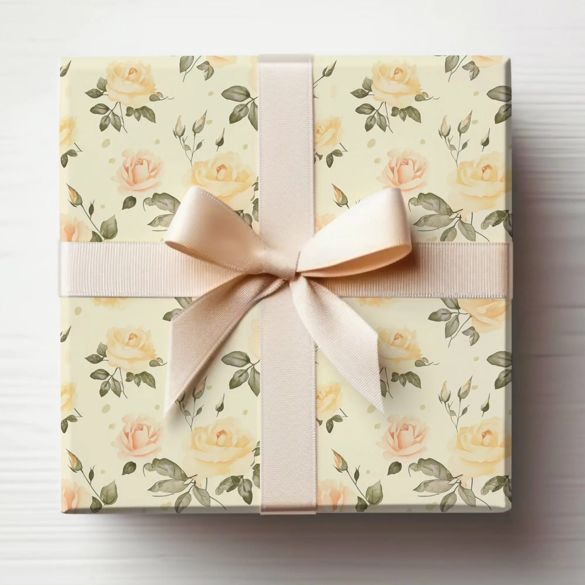Elegant Wrapping Paper Roll English Rose Gift Wrap, Yellow Rose Wrapping Paper Roll, Elegant Yellow Flowers, Girl Baby Shower Gift Wrap