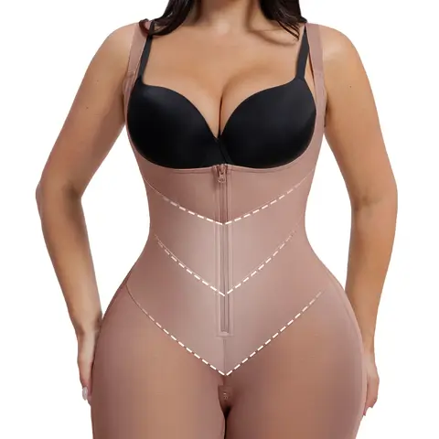 FeelinGirl Feelvibe Double V-shaped Fajas Colombianas Moldeadoras Booty Lifting Shapewear Faja Body Shaper with Zipper Crotch