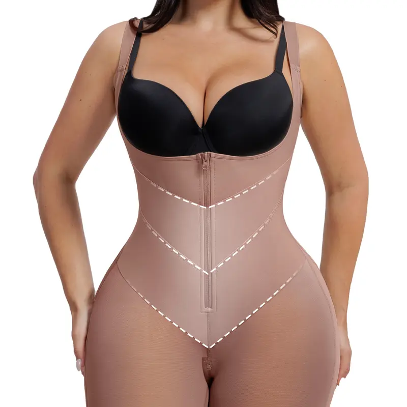 FeelinGirl Feelvibe Double V-shaped Fajas Colombianas Moldeadoras Booty Lifting Shapewear Faja Body Shaper with Zipper Crotch