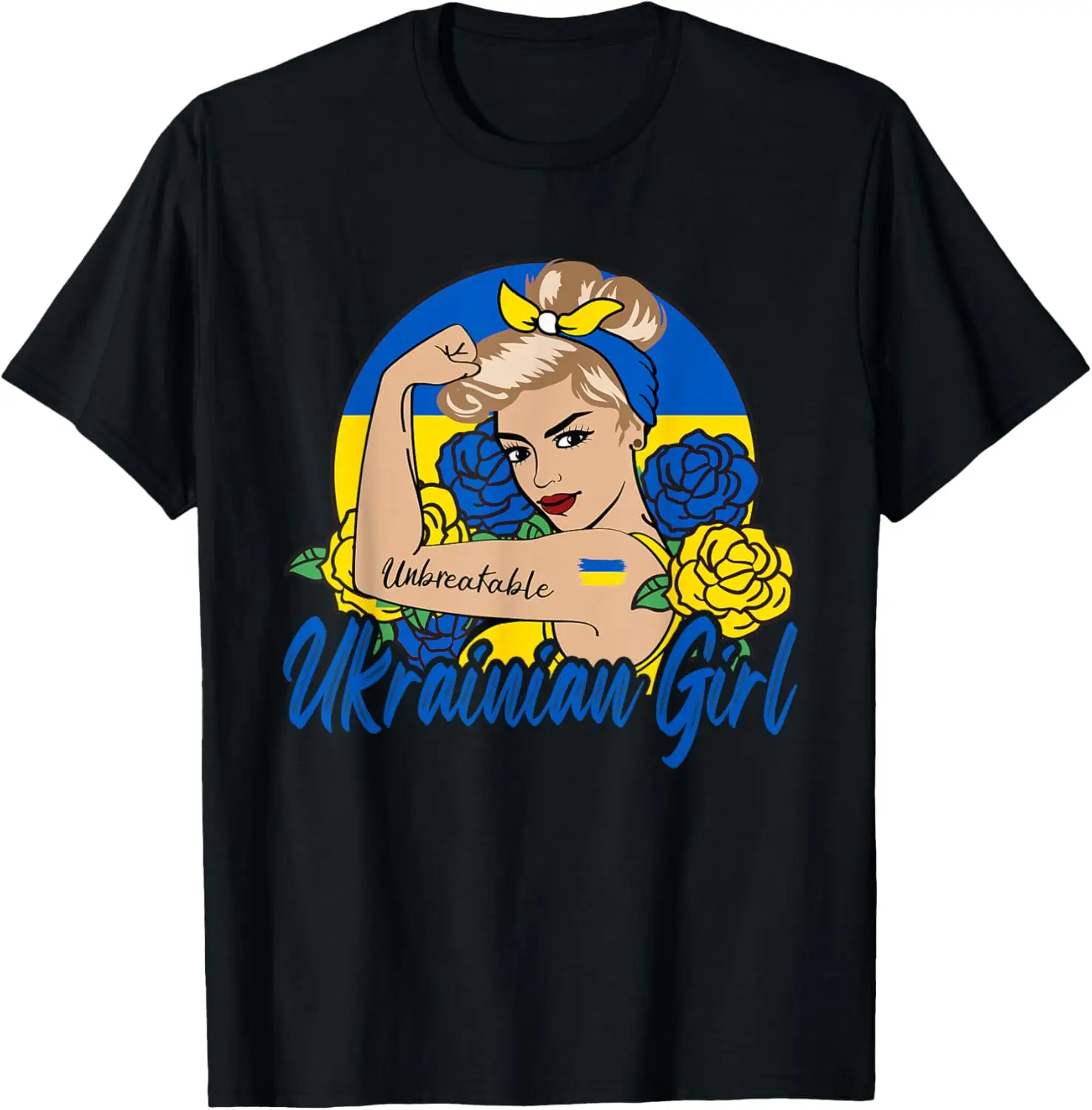 Ukrainian Flag Graphic T-Shirt for Women, Vintage 100% Cotton Streetwear Top, Casual Short Sleeve Round Neck Tee