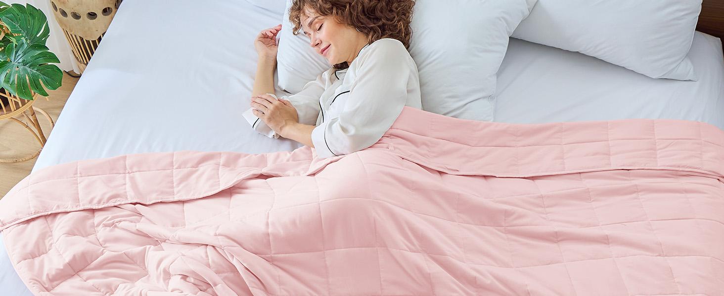 yescool Weighted Blanket for Adults,Cooling Heavy Calming Blanket for Deep Sleep,Perfect for 190-210 lbs, Queen Size Breathable Blanket with Premium Glass Bead, Machine Washable,20lbs For Stress & Anxiety