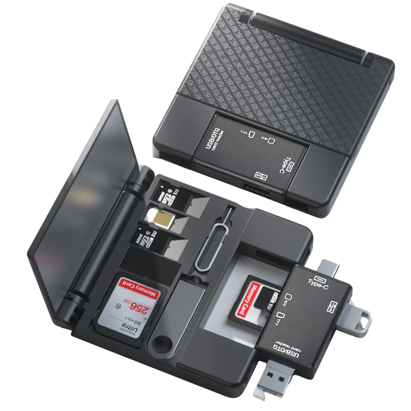 Multifunctional OTG Card Reader with Storage Box, 7 In 1 Micro SD Card Reader, Type C SD Card Reader for Digital Camera, Smartphone, Tablet, Portable