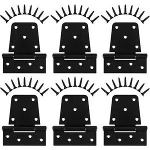 Heavy Duty Gate Hinges 3.5 inch 6 Pack Extra Thick Industrial T Barn Door Hinges Shed Door Hinges for Large Wooden Gates  Fence Outdoor - Black Iron Finish (Screws Included)