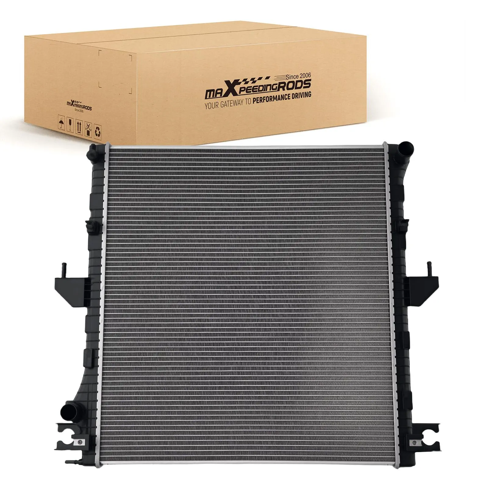 MAXPEEDINGRODS Direct-Fit Cross Flow Aluminum Radiator, New Condition, for Ford Ranger L4 2.3L 2019-24, FO3010367, Boosts Engine Cooling System Heat Dissipation