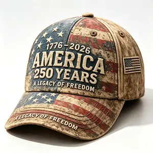 USA 250th Anniversary Patriotic Baseball Cap, Vintage Faded American Flag 3D Print Low Profile Dad Hat, Adjustable Red White Blue Sun Hat, 4th of July Commemorative Casual Headwear for Adults Men & Women