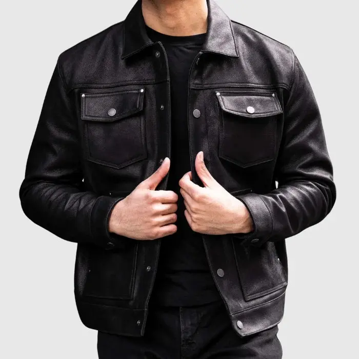Men's Heavy-Duty Roughout Cruiser Leather Jacket