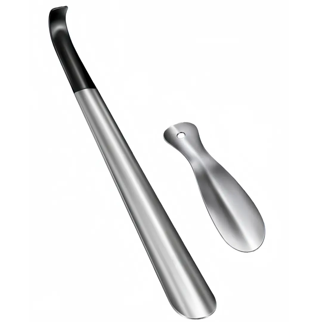 LMMAKE 1SET Stainless Steel Long Shoe Horn, Ideal for Seniors, Sturdy Non-Slip Design, Easy Shoe Wearing Tool for Whole Family