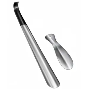 LMMAKE Stainless Steel Shoe Horn Set - 16.5" & 7.5" Long Handle Design for Seniors Men Women Children - Durable Bending Resistant - Smooth Curvature - Time Saving Shoe-Wearing Tool