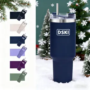 40 oz stainless steel vacuum insulated cup - car kettle with straw and lid, SUS304 travel coffee cup, suitable for hot and cold coffee, tea, and beer (navy blue)