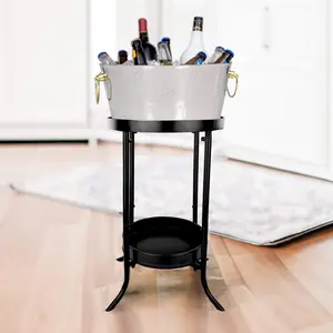 Anchored Beverage Tub Gold Handles Insulated with Stand in Stainless Steel 26-inch | BREKX