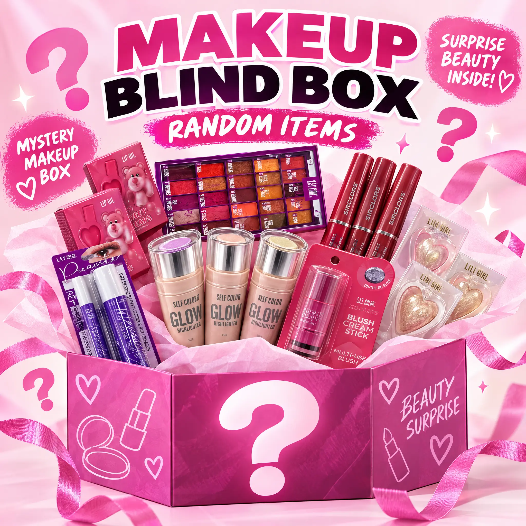 Set 4 Mystery Beauty Box Random Assorted Cosmetics Surprise Gift Set 4 Mystery Beauty Box Random Assorted Cosmetics Surprise Gift