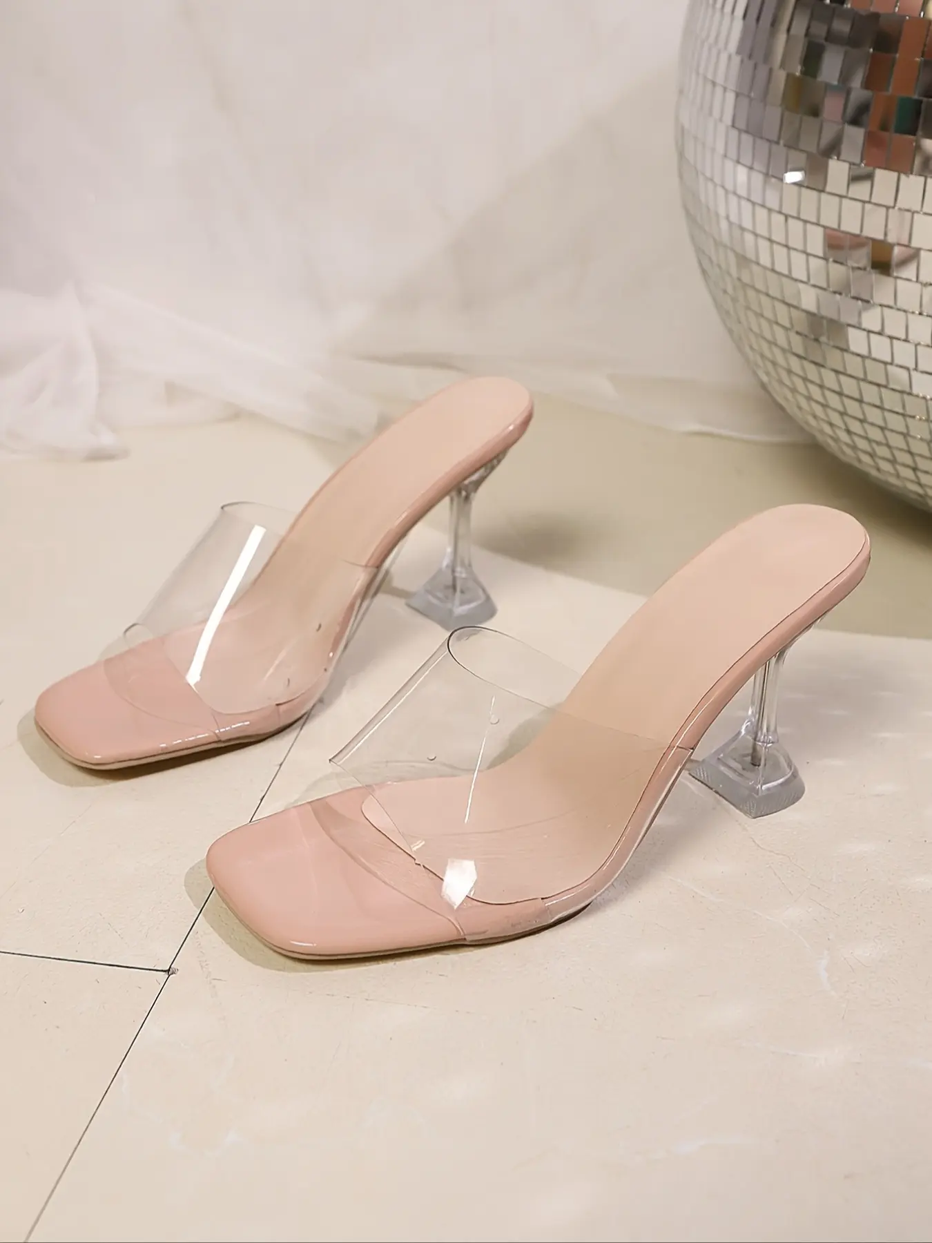 Women's Fashion Sandals, Classy Sandal, New Style Wine Glass Heel, 8.5cm High Heel, Transparent Sole, Pointed Toe, PU Leather, Summer Outdoor Shoes