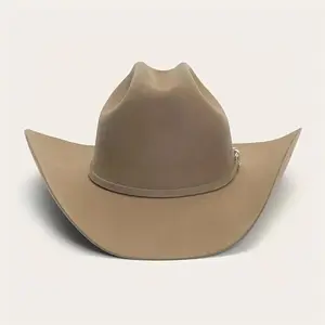 Father'SDayGiftWesternCowboyHatWithCurvedBrimSolidColorHatForCasualAndFormalOccasionsFarmRanchOutingVintageCowboyHat