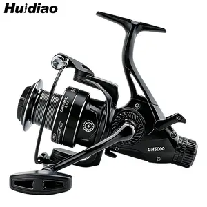 Huidiao GH Daul Drag System Spinning Reel 26.4LB/12KG Max Drag 4.7:1/5.2:1 Gear Ratio Zero Play 4+1BB Carp Fishing Reel Front&Rear Drag 3000-7000 Series CNC Metal Tapered Spool for Carp Fishing Fishing Tackle