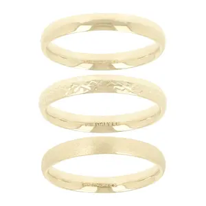 EternaGold Set of 3 Stackable Band Rings, 14K