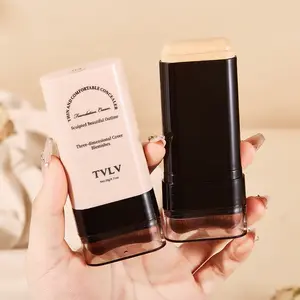 2-in-1 Foundation Concealer Stick with Brush, Long-Lasting & Waterproof Cosmetic for All Skin Types, Provides Flawless Daily Coverage