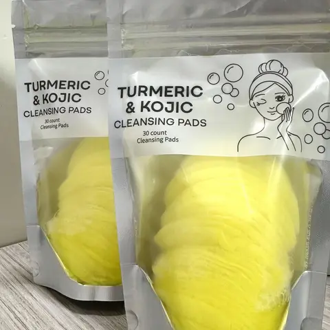 Organic Gentle Foaming Turmeric & Kojic Acid Facial Cleanser Pads - Plant-Based Acne Clearing Products with Retinol, Chamomile, Lemon Citrus, Sensitive Support for Adults, Children, Repair Convenient Pack (Face Acne Cleanser, Skin Products)