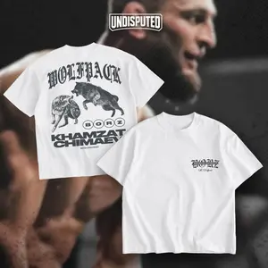 Khamzat Chimaev Borz Wolfpack Double Sides Heavy Cotton Unisex T-shirt For UFC 319 Fan Direct-to-garment Breathable Printing