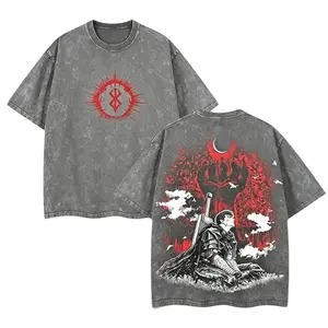 valentine shirts Berserk Dark black Knight Guts wolf armor v17 goth dark anime manga game dark gothic 2 sided Washed Tshirt Soft graphic t-shirts fantasy streetwear streetwear lover graphic tee Tropica