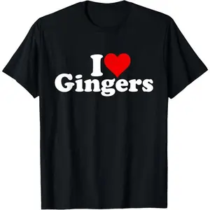 100%cotton I LOVE HEART GINGERS REDHEADS RED HAIR T-Shirt