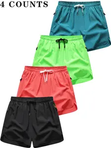 Men's Solid Drawstring Waist Shorts, Casual Regular Fit Pocket Beach Shorts for Summer, Men's Bottoms for Daily Wear, Everyday Shorts