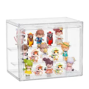 Acrylic display box, transparent dust-proof storage box, adjustable display box internal bracket, Clear Storage Box, for collecting mini dolls, is an ideal home storage choice