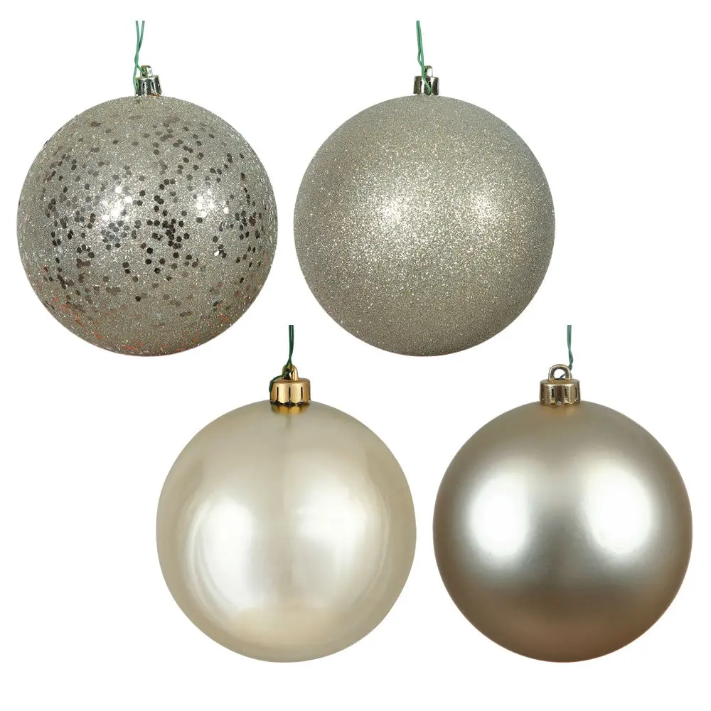Vickerman N590738A 2.75" Champagne 4-Finish Ball Ornament Assortment 20 Per Box