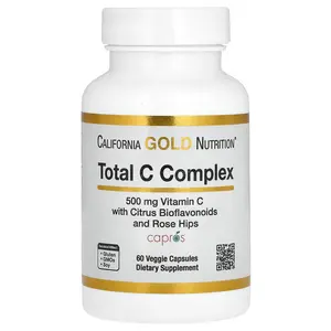 California Gold Nutrition Total C Complex with Ascorbic Acid, Amla Extract, Citrus Bioflavonoids & Rose Hip Extract, 500 mg, 60 Veggie Capsules