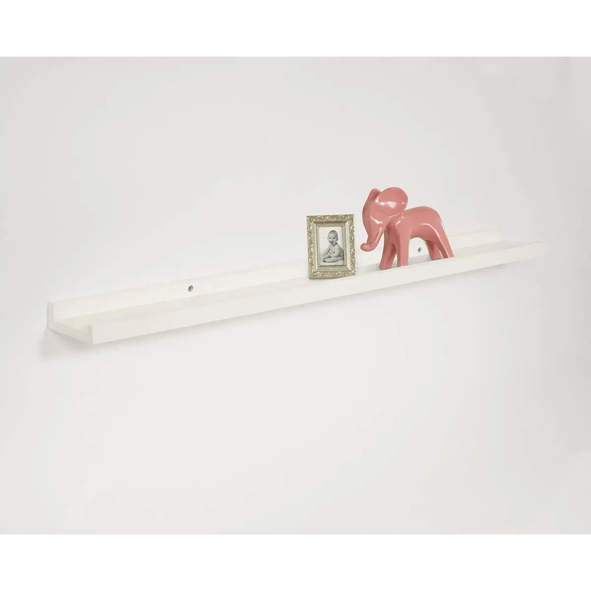212 MAIN Classic White Wood Wall Mount Decorative 1-Layer Shelf Rack - 1.25X31.5x3.5625 In., 10lb Capacity, for Room Decoration, Photo & Frame Display, Stylish Design, Frames, Wall Hanging