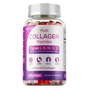 Buporai Collagen Peptide Capsules 120 Capsules, supports skin, hair, nails, and joint health, contains Vitamin C and Hyaluronic Acid.