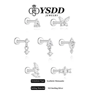【#667】6mm Threaded Flat Back Studs vvs Synthetic Moissanite Earrings in 925 Sterling Silver